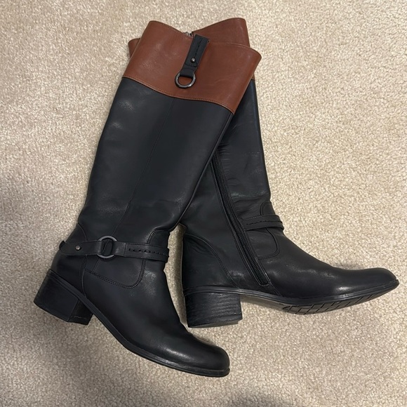 Black and Brown Bandolini Leather Boots size 6.5 - Picture 1 of 10
